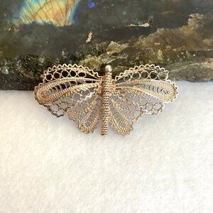 VTG Sterling Silver 950 Dainty Spun Silver Butterfly Brooch Pin